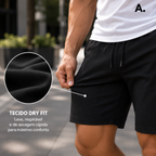 [Leve 4, Pague Só 2] Bermudas Dry Fit Premium Secagem rápida, Bolso com Zíper e Ajuste Anatômico + FRETE GRÁTIS
