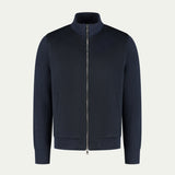 Navy Cashmere Bomber Jacket