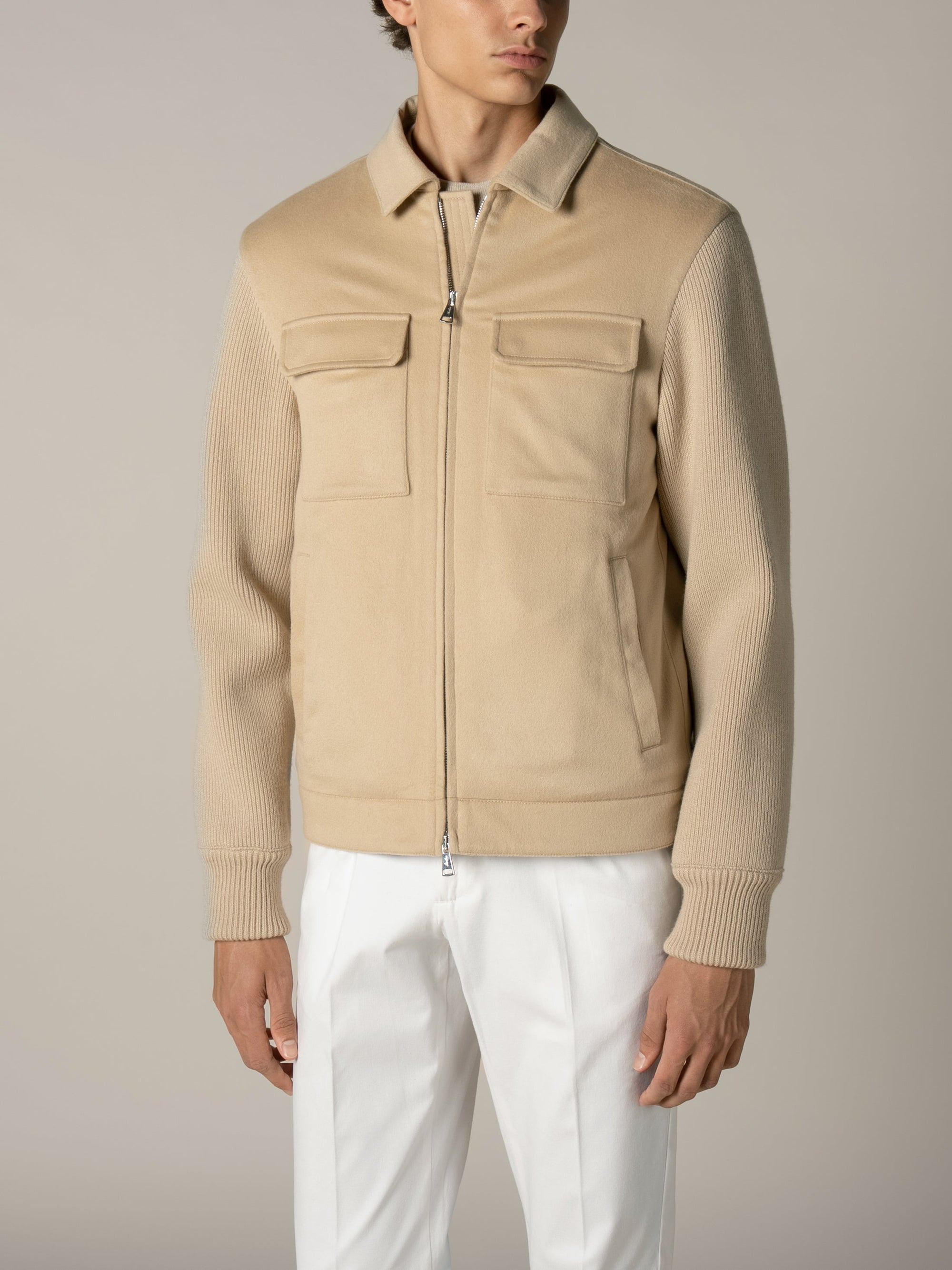 Beige City Bomber Jacket