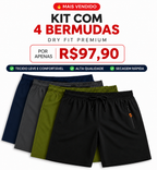 [Leve 4, Pague Só 2] Bermudas Dry Fit Premium Secagem rápida, Bolso com Zíper e Ajuste Anatômico + FRETE GRÁTIS
