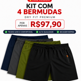 [Leve 4, Pague Só 2] Bermudas Dry Fit Premium Secagem rápida, Bolso com Zíper e Ajuste Anatômico + FRETE GRÁTIS