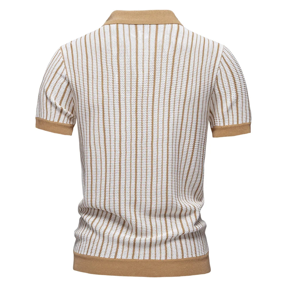 Polo Masculina Listrada em Malha Respirável Marenzzo