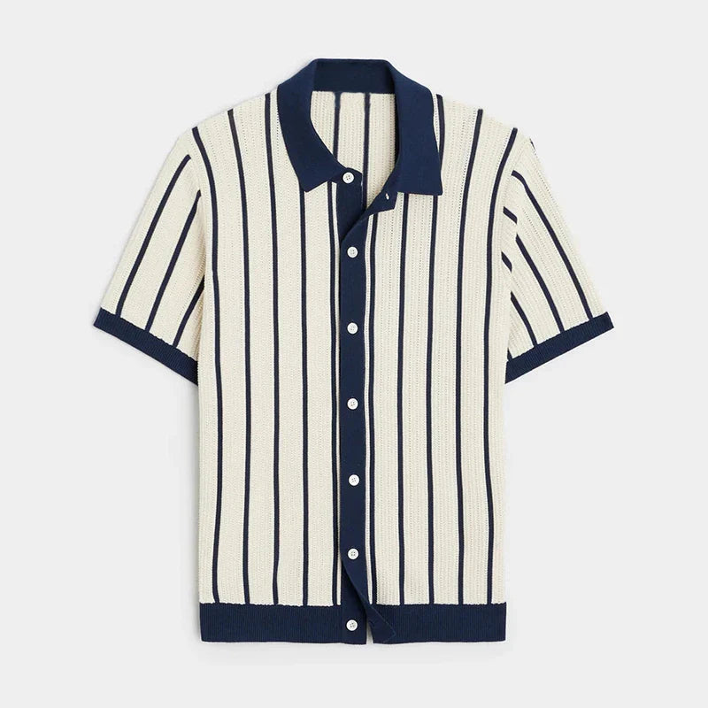 Polo Masculina Listrada em Viscose Marenzzo