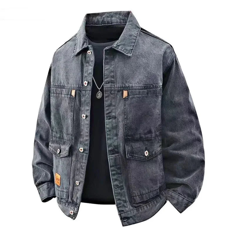 Jaqueta Jeans Masculina Marenzzo Loose Fit Resistente