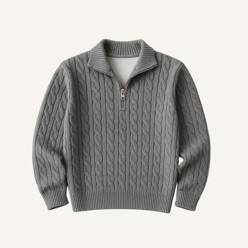Suéter Masculino de Tricô Gola Alta Meio Zíper Fontaine